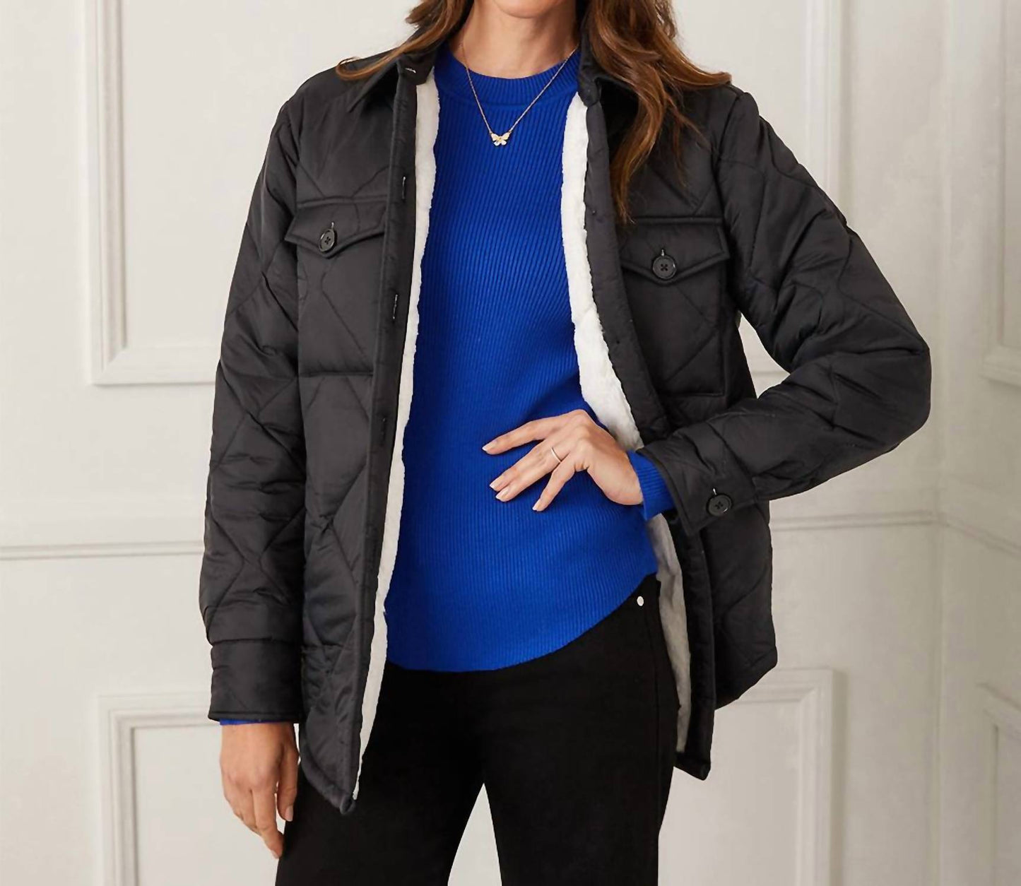 Karen Kane - Faux Fur Quilted Jacket