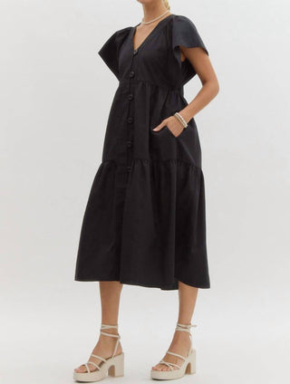 Entro - Women's Button Tiered Midi Dress