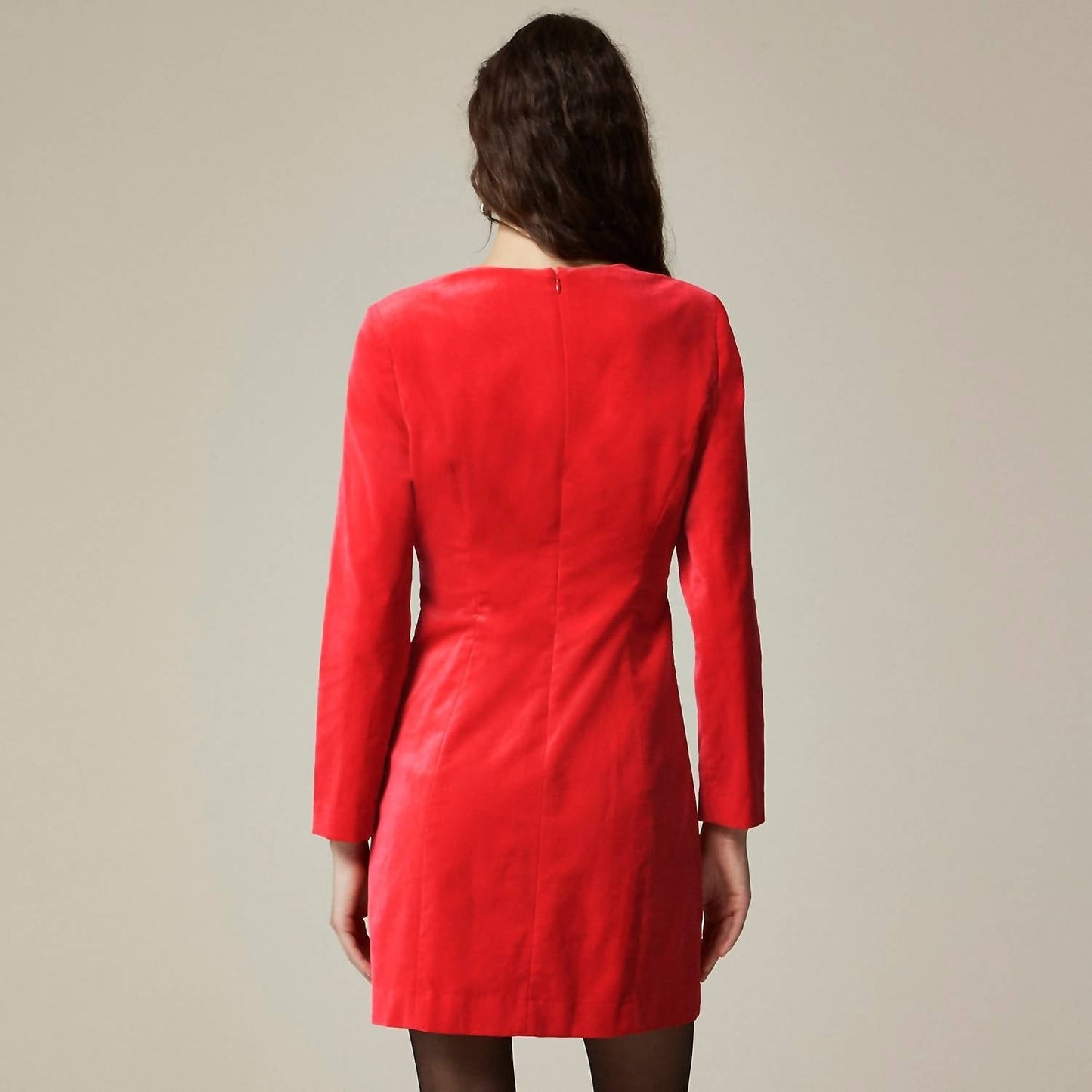 J.Crew - Long-sleeve Shift Dress In Stretch Velvet