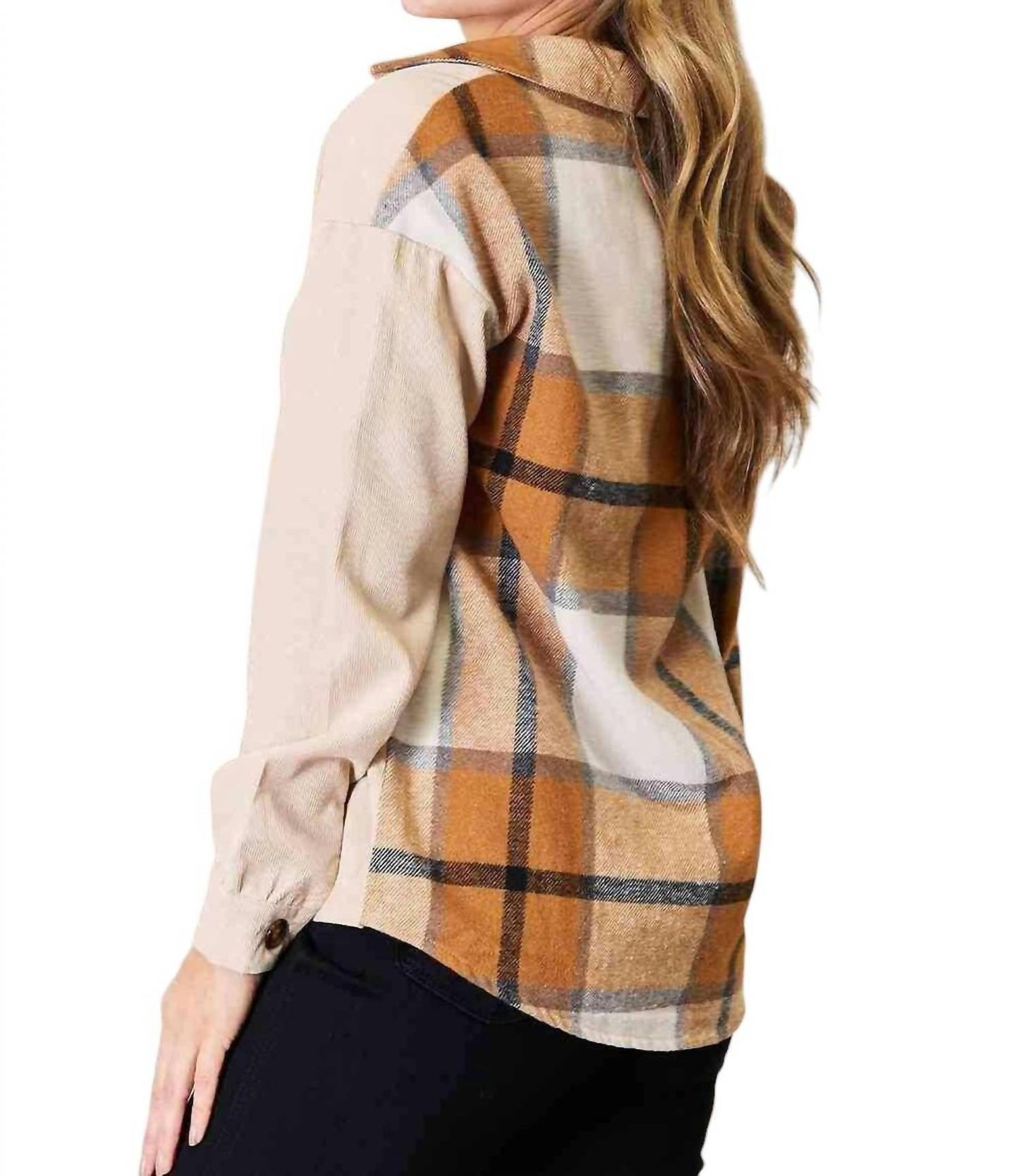 Double Take - Plaid Print Dropped Shoulder Shirt