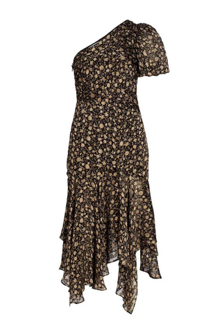 Astr - Floral One Shoulder Midi Dress