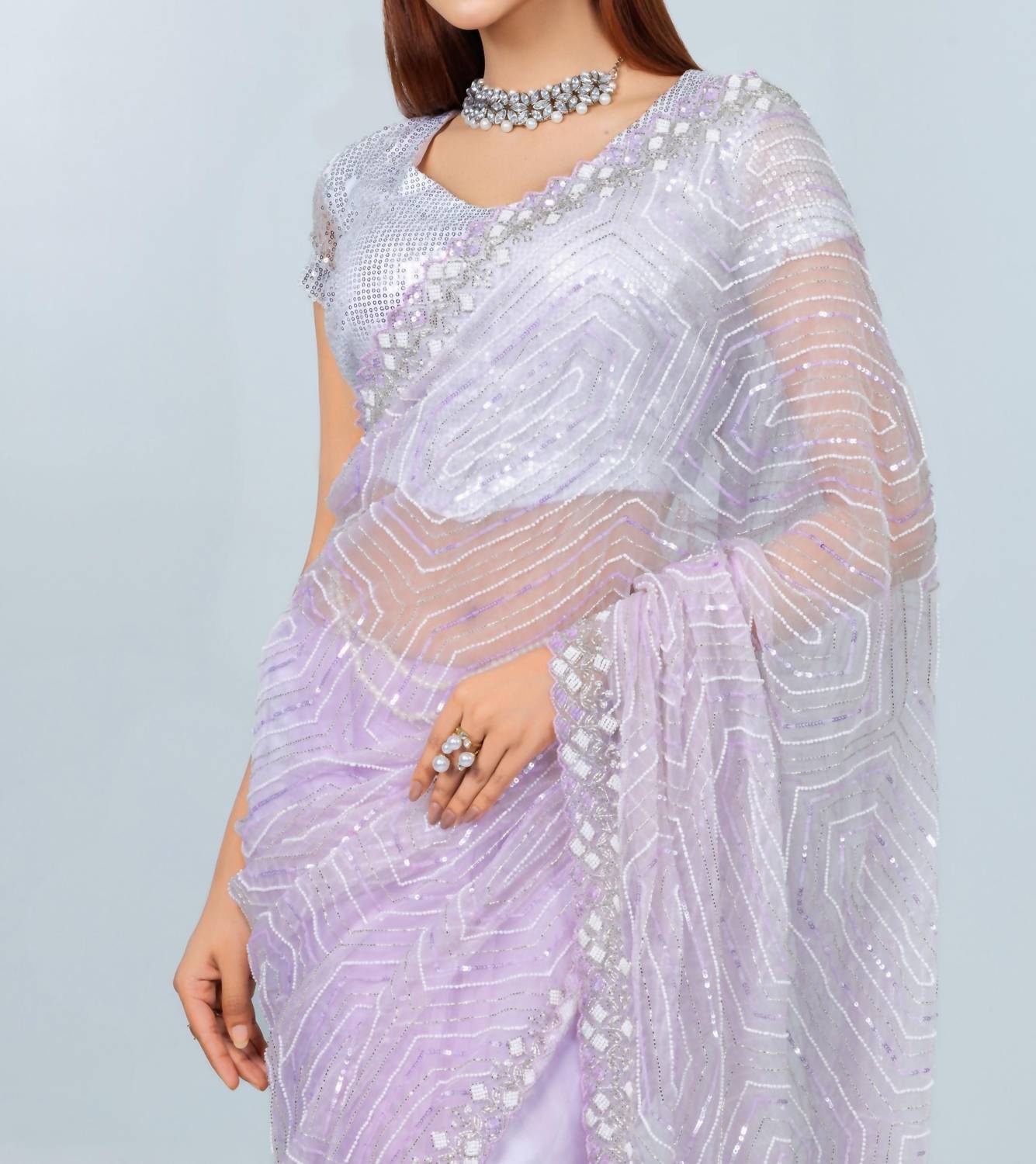 Zaalima Fashion - Organza Saree Sequin Embellished Glam