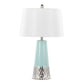 Penelope 22" Contemporary Ceramic Table Lamp with Tiffany Blue & Silver Body