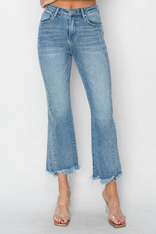 Risen - Step Hem Ankle Flare Jeans