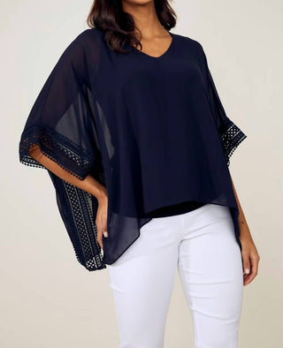 Joseph Ribkoff - Chiffon And Silky Knit Poncho Top