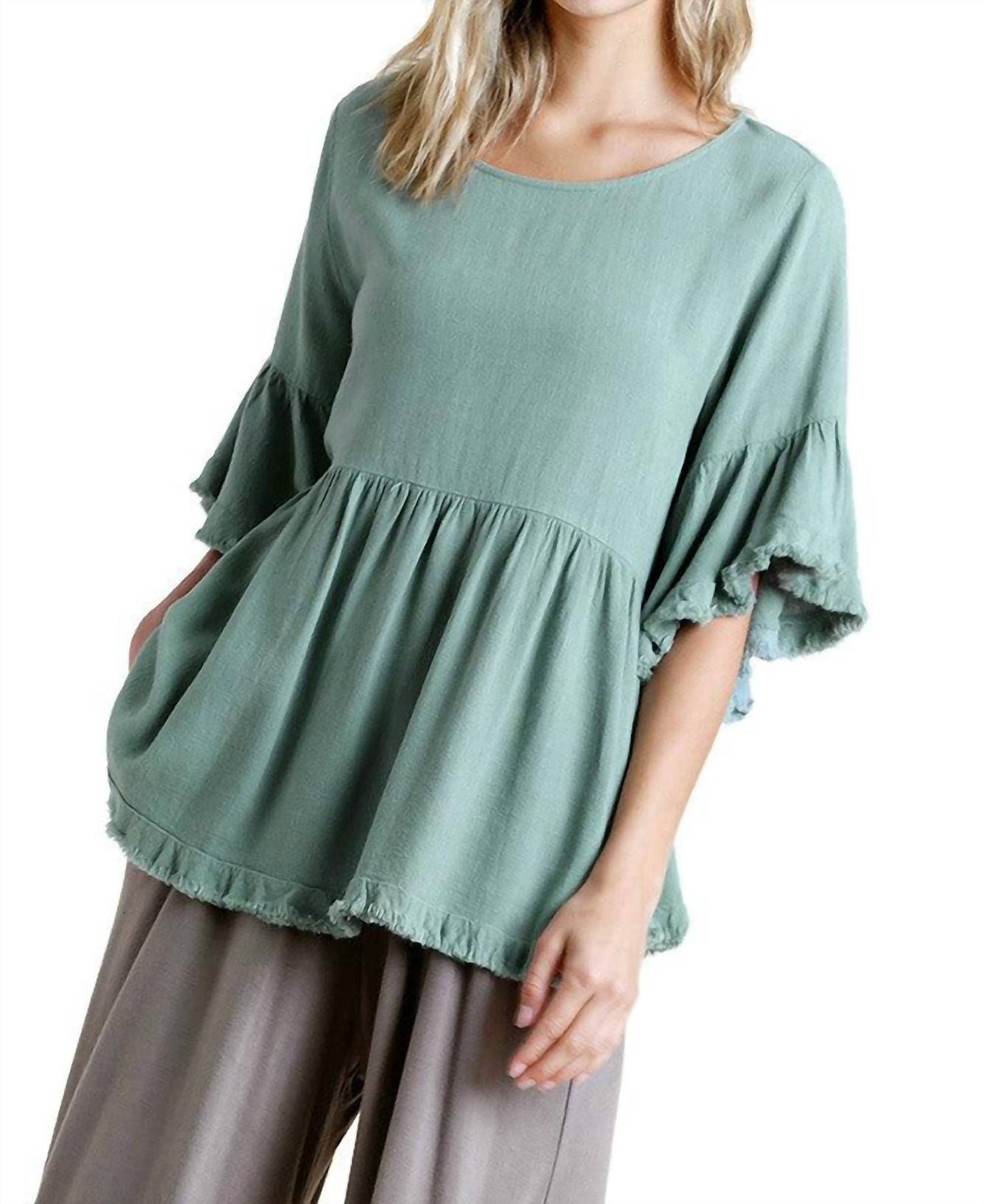 Umgee - Bell Sleeve Peplum Top