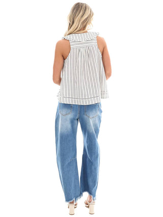 Ee:Some - Look My Way Stripe Collar Top