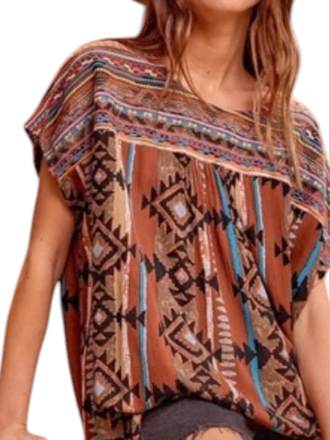 Andree By Unit - Aztec Embroidered Top