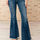 Judy Blue - High Waist Control Top Frayed Hem Flare Jeans