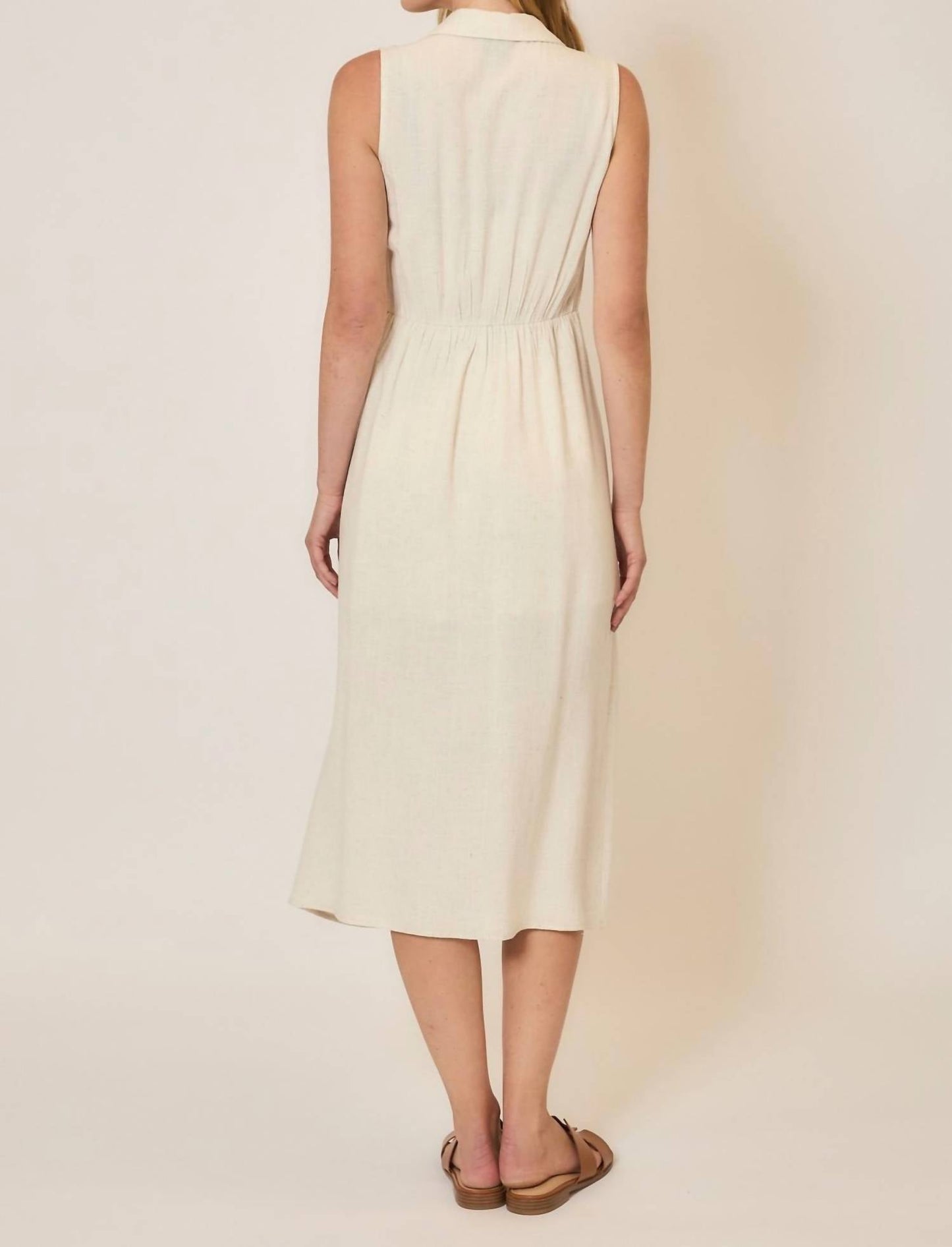 Cozy Co. - Button Up Midi Dress With Waist Tie Detail