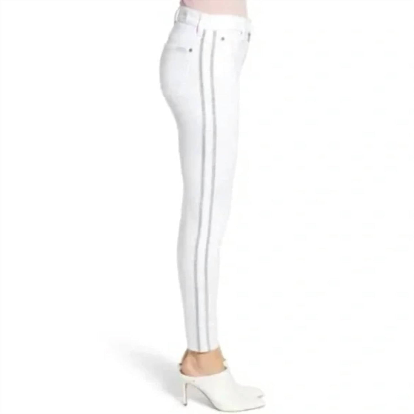 7 For All Mankind - High Rise Skinny Glitter Side Stripe Jean