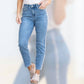 Judy Blue - High Waist Slim Fit Fray Side Seam Detail Jeans