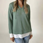Six/Fifty - Abigail V-Neck Pullover Hoodie Sweater