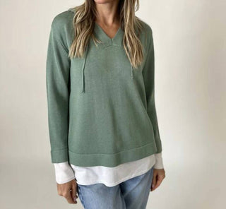 Six/Fifty - Abigail V-Neck Pullover Hoodie Sweater