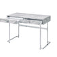 Tigress Printed Faux Marble Top Writing Desk - White
