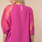 White Birch - Three-quarter Lace Sleeve Top
