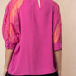 White Birch - Three-quarter Lace Sleeve Top