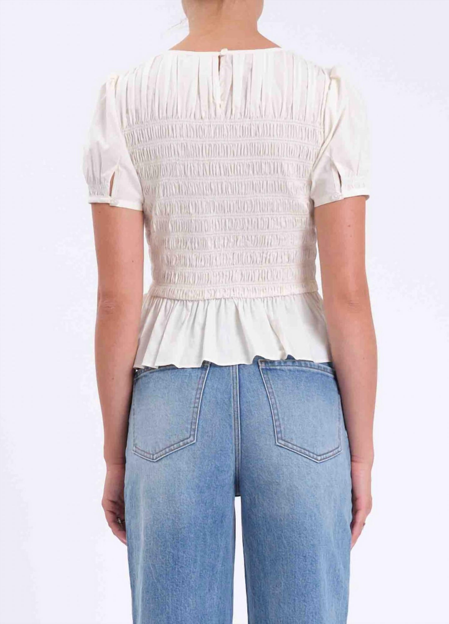 Daze - Chloe Smocked Puff Sleeve Blouse