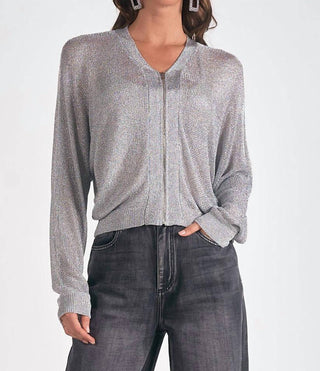 Elan - METALLIC SWEATER CARDIGAN