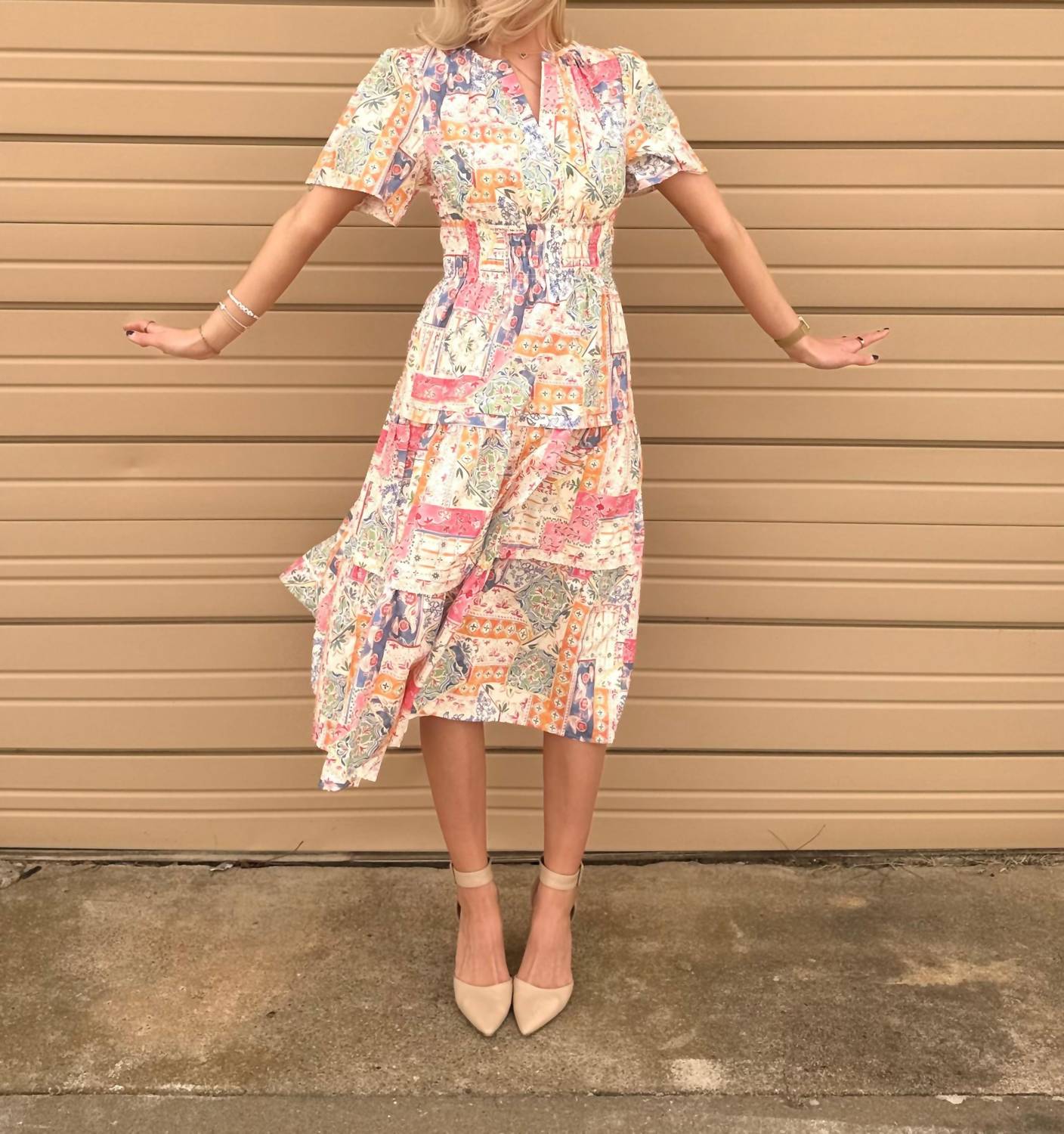 Aureum - Lucia Cotton Poplin Pintuck Midi Dress
