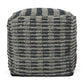 Walle Fabric Square Pouf Ottoman and Floor Cushion Teal Blue