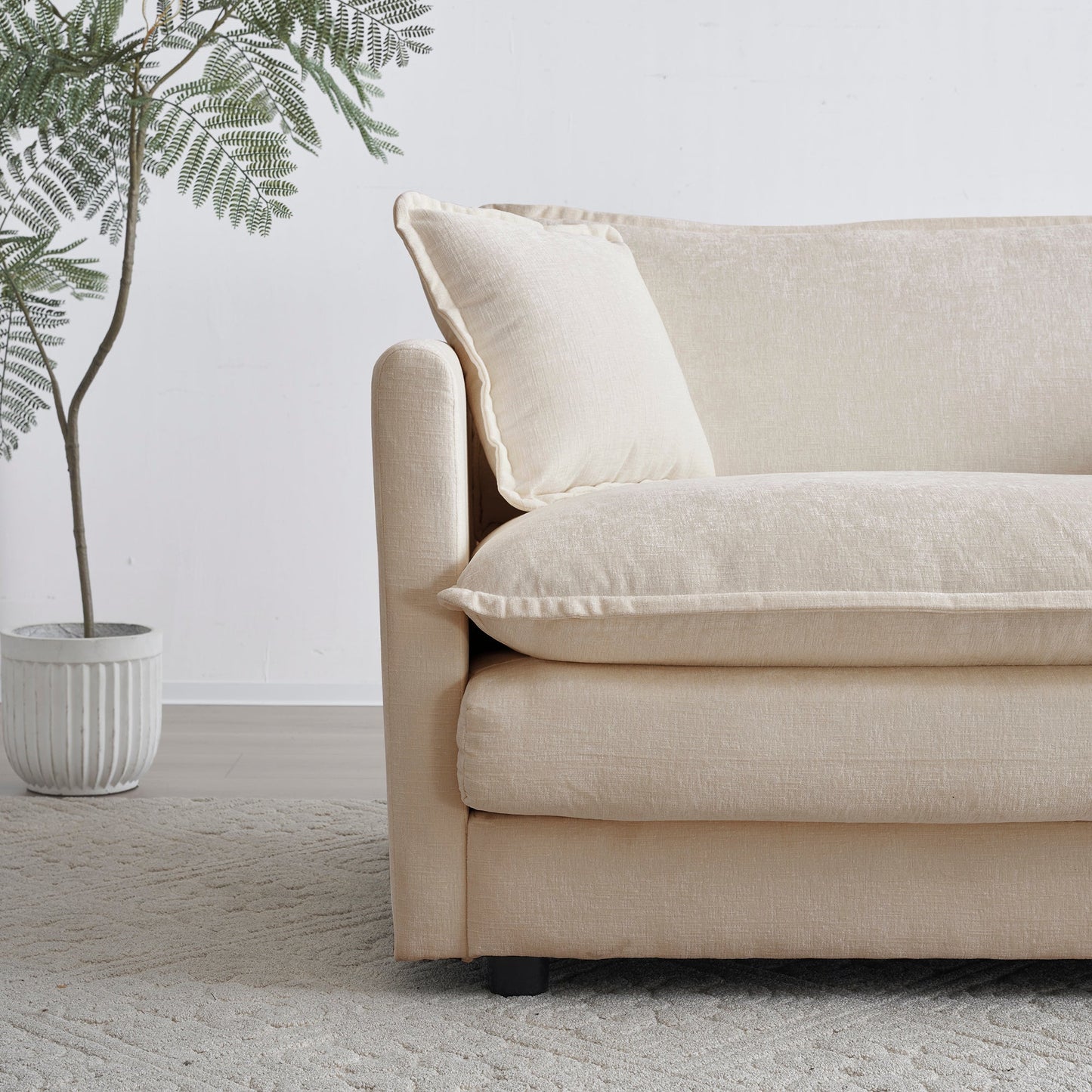 Mid-Century Modern 3-Seater Sofa with Pillows