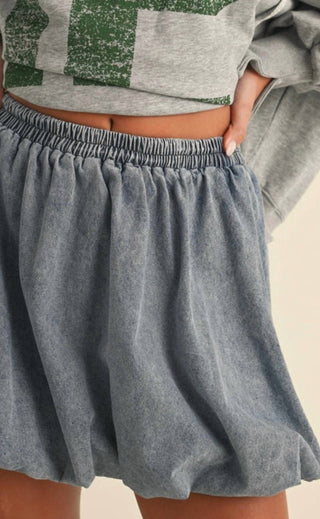 Klesis - Denim Balloon Bubble Mini Skirt