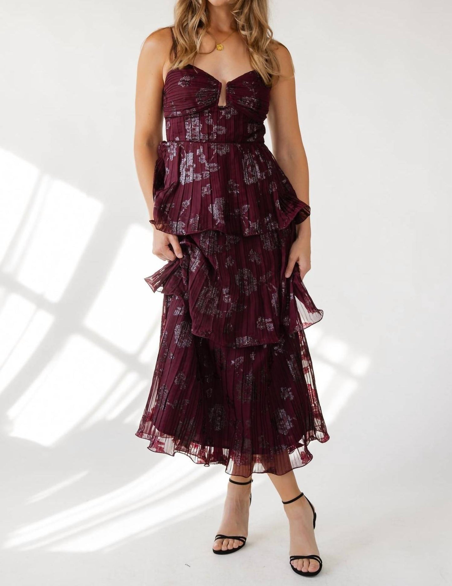 Astr - Lupin Floral Pleated Maxi Dress