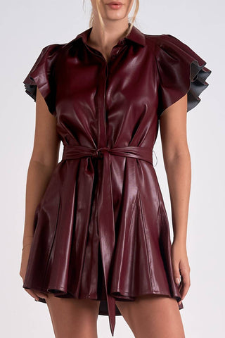 Elan - Faux Leather Mini Dress