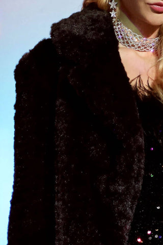 Blu Pepper - Faux Fur Notch Collar Jacket