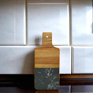 Creative Gifts International - Marble and Acacia Wood Handled Board