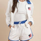 Sadie & Sage - Flag Embroidery Zip Up Collar Jacket