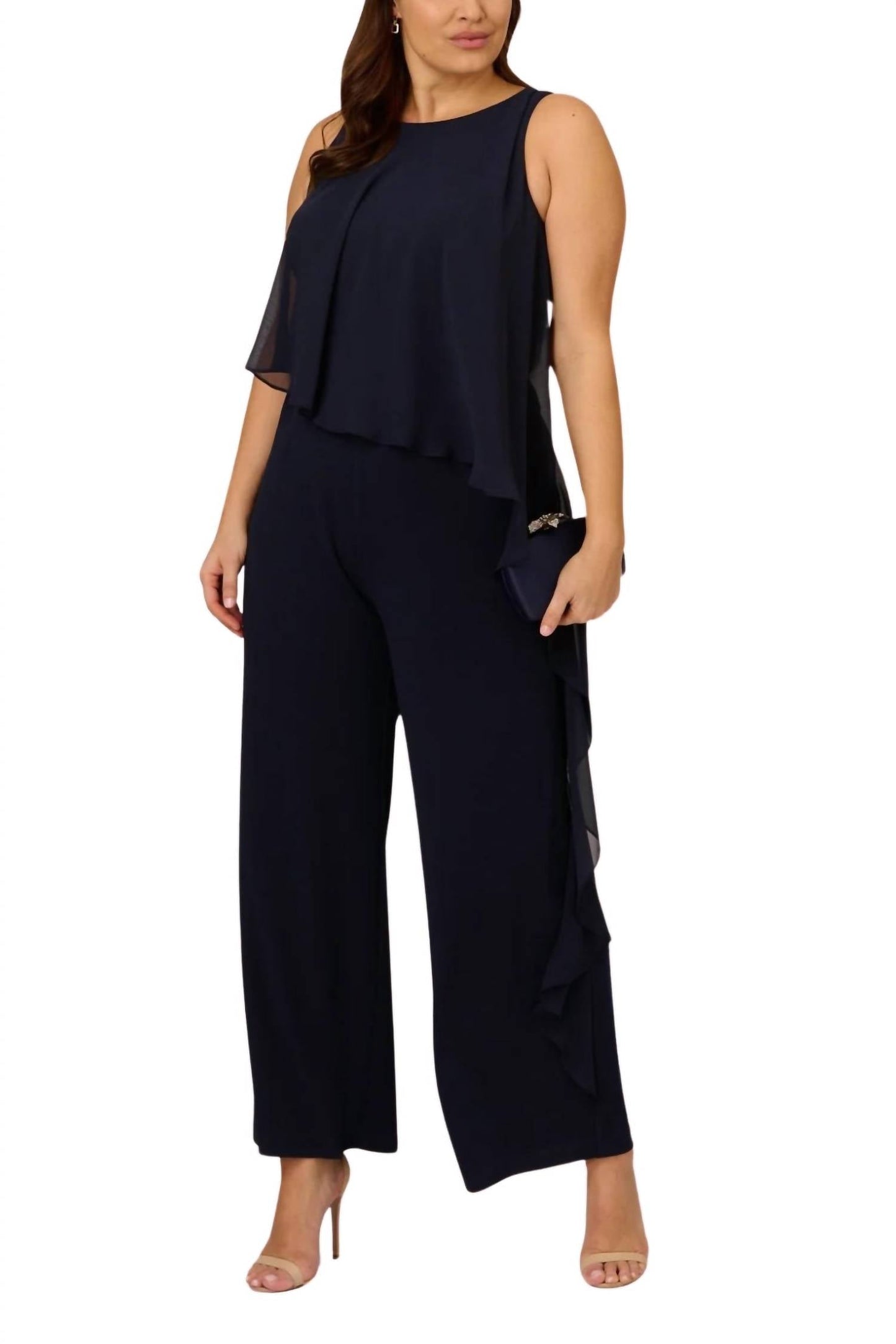 Adrianna Papell - Wide Leg Crepe Jumpsuit