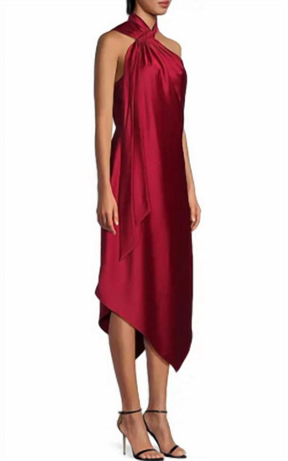 Aidan Mattox - Satin Halterneck Midi Dress