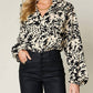 Double Take - Full Size Printed Ruffle Trim Balloon Sleeve Shirt