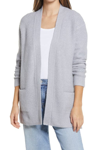 Caslon Open Front Cardigan Sweater - Grey Heather