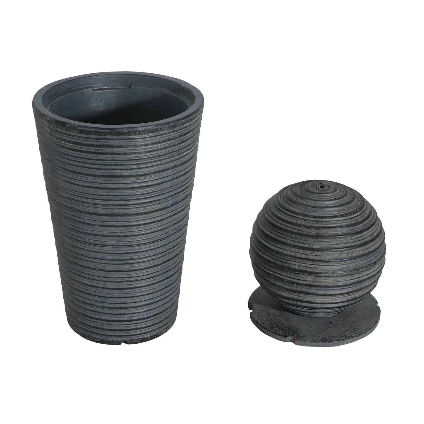 31.5' Tall Striped Concrete Column Fountain with LED Light