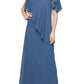 Alex Evenings - Chiffon Long Overlay Asymmetric L-neckline Bodice Dress