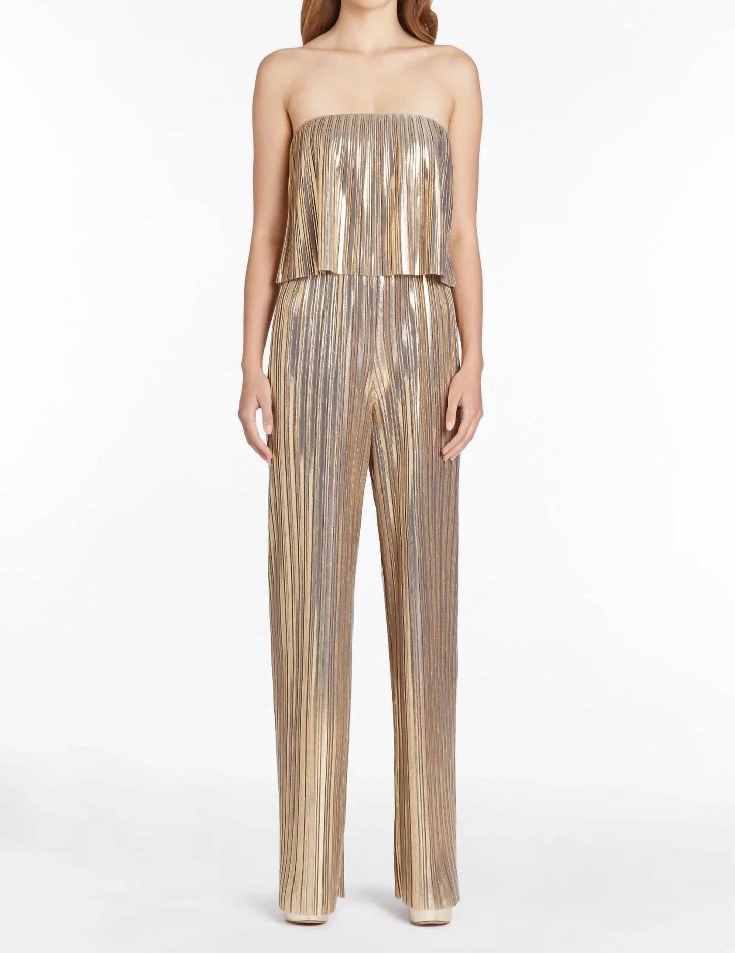 Amanda Uprichard - Collina Metallic Strapless Jumpsuit