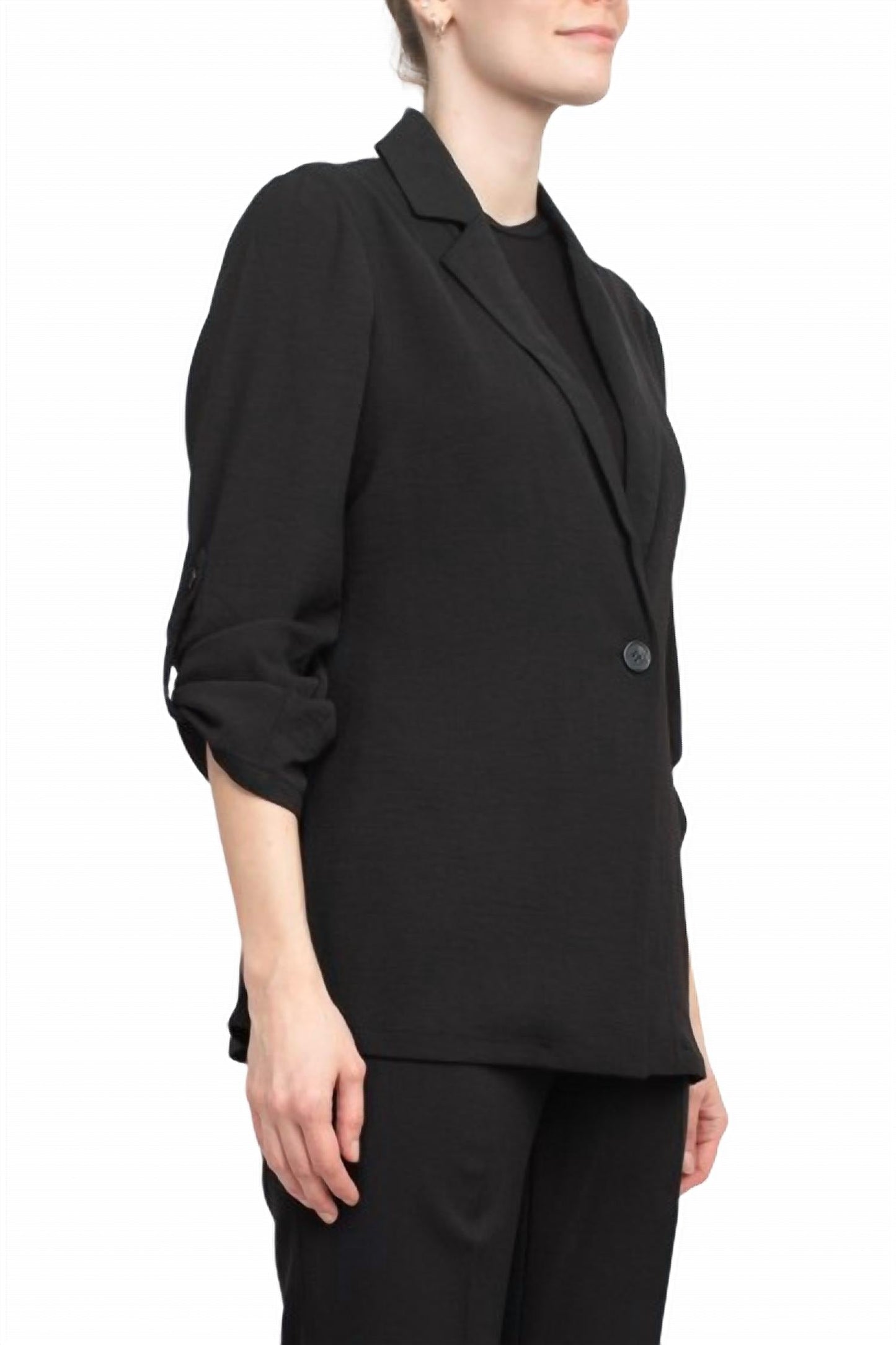 Adrianna Papell - Notched Lapel Collar One Button Blazer