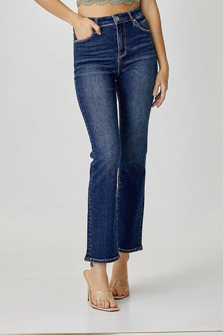 Risen - Mid Rise Ankle Straight Slim Jeans