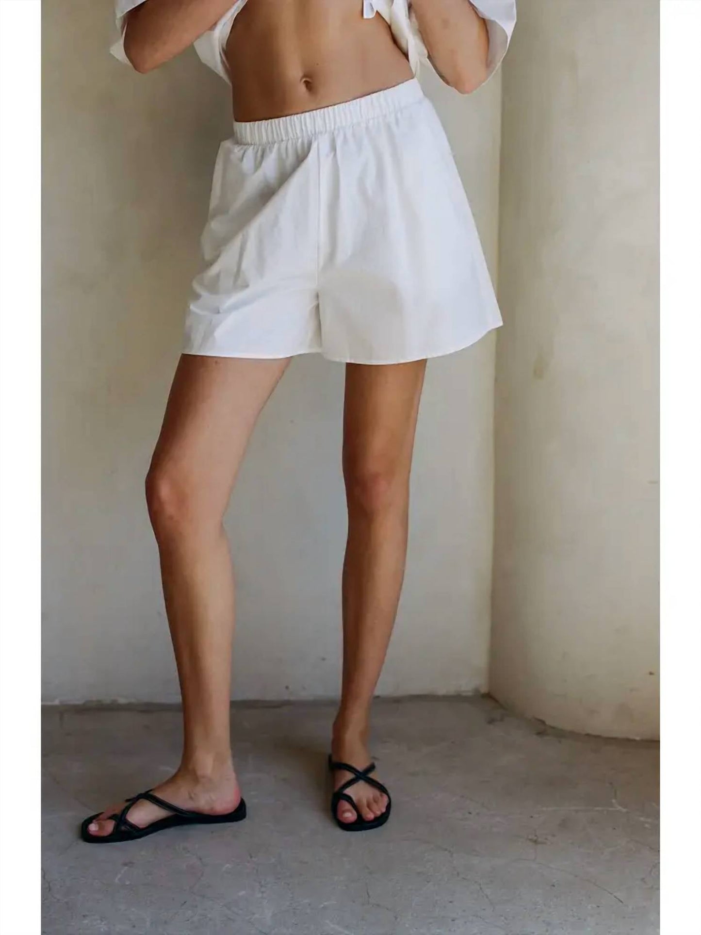 By Together - Woven Cotton Straight Leg Shorts