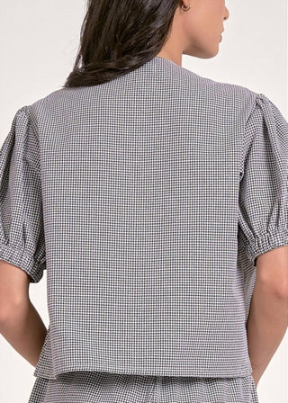 Elan - Wren Seersucker V-neck Blouse