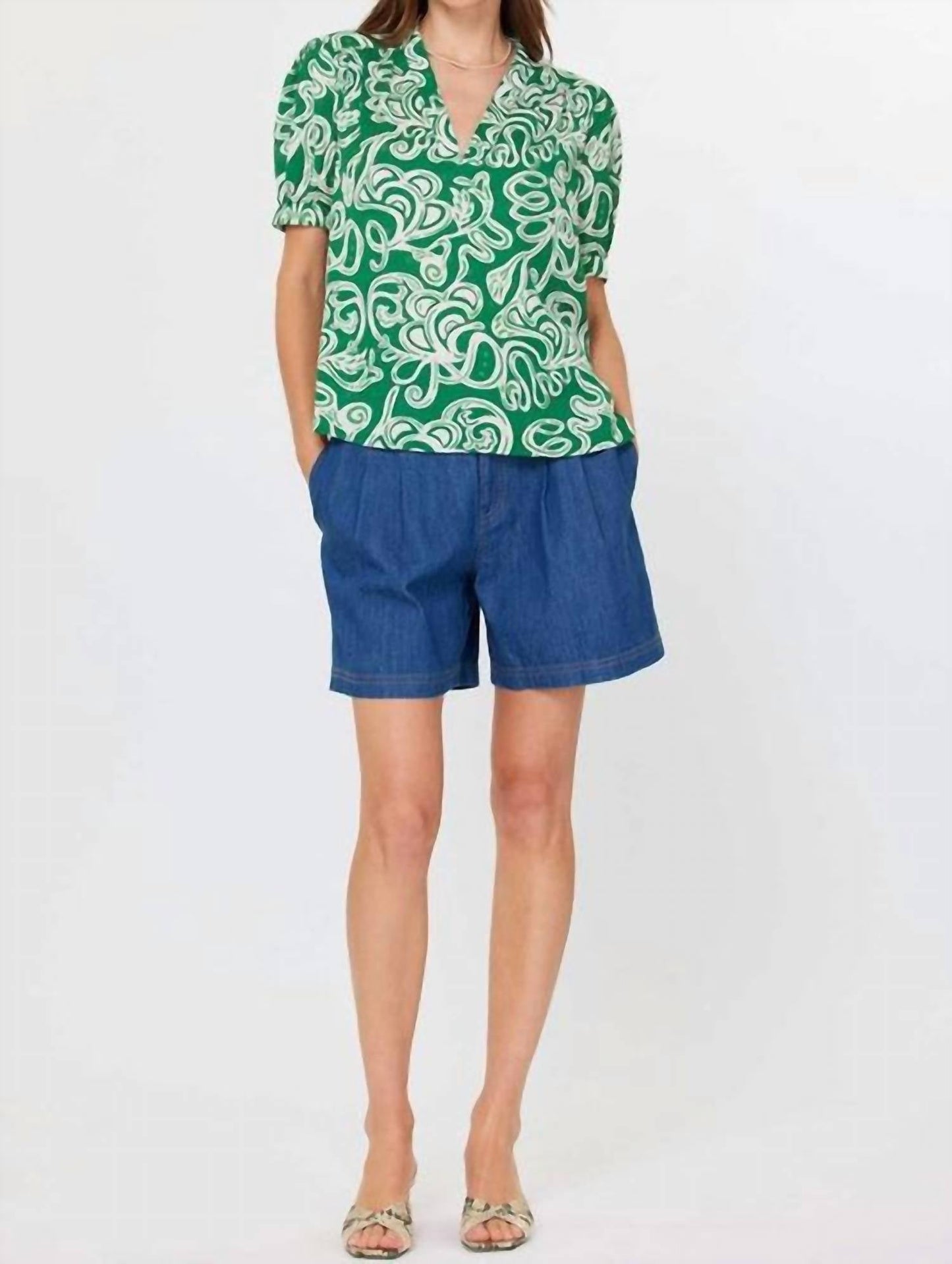 Current Air - Abstract Printed V-neck Blouse