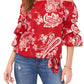 Vince Camuto Paisley Off the Shoulder Blouse in Dark Red, Size Medium