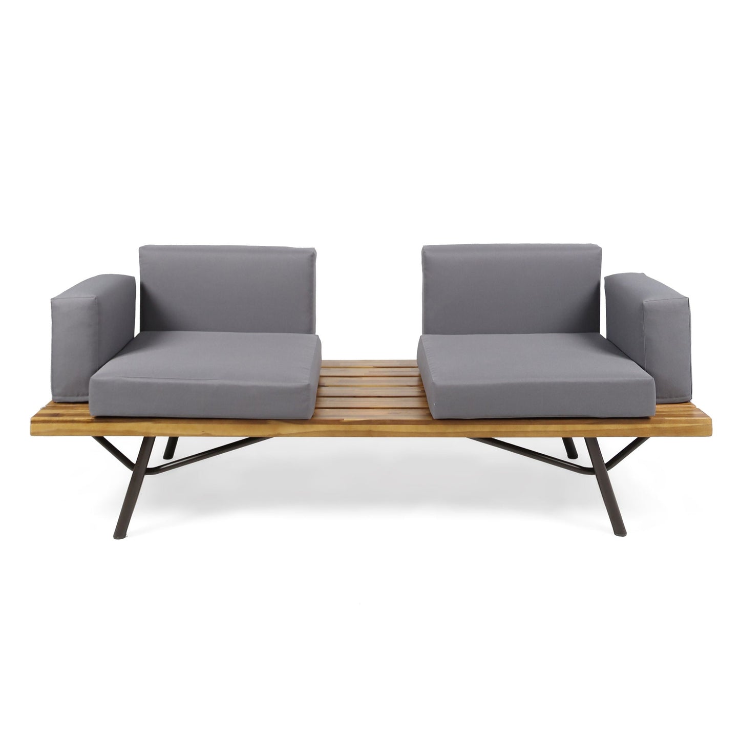 2 Piece Patio Set With Loveseat And Coffee Table - Natural / Dark Gray