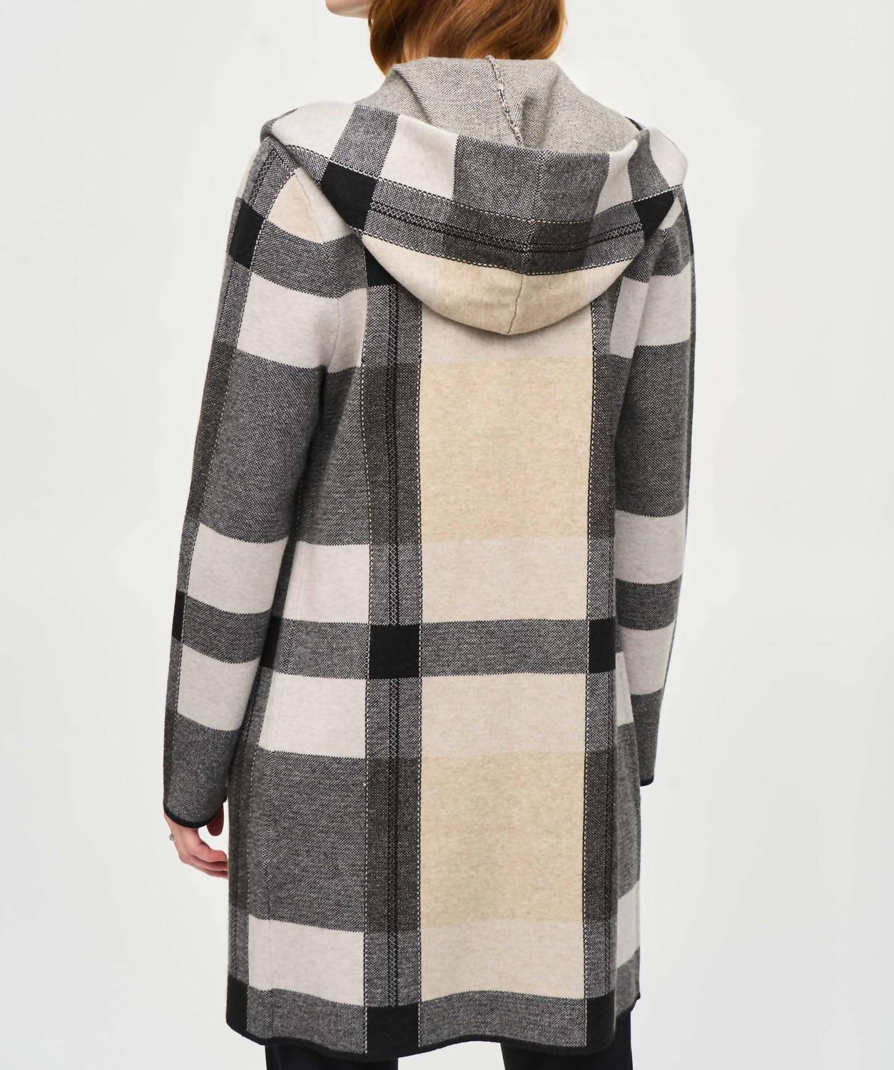 Joseph Ribkoff - Hooded Tartan Winter Cardigan