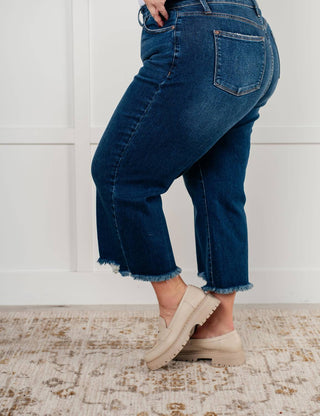 Judy Blue - High Rise Button Fly Wide Leg Crop Jean