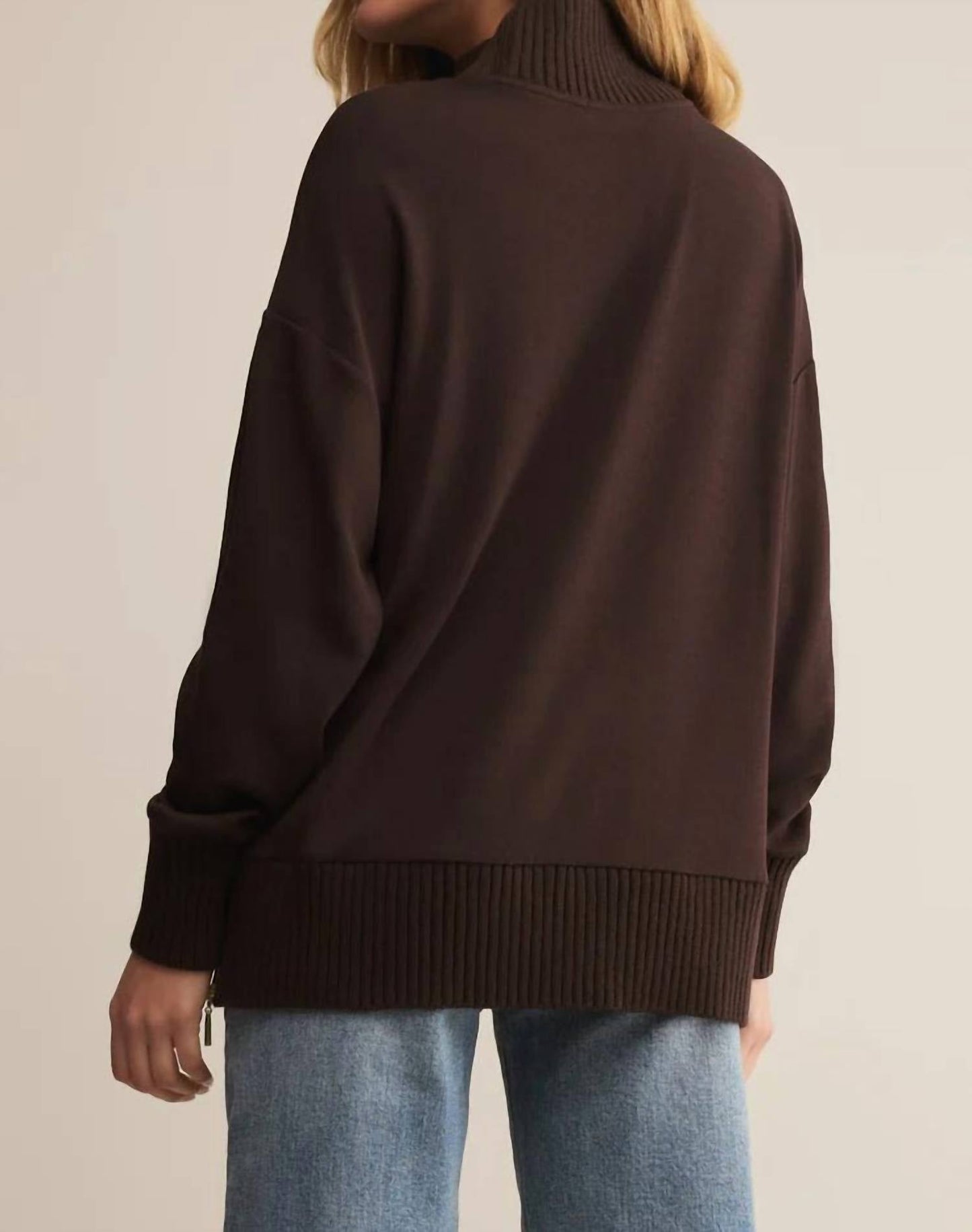 Z Supply - Sable Luxe Rib Mock Neck Sweatshirt