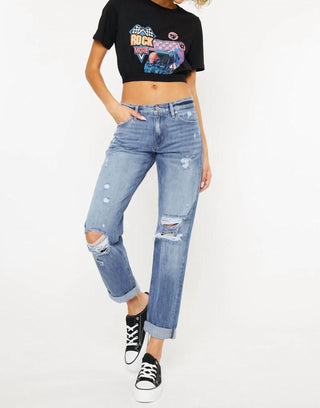 Kancan - Mid Rise Classic Boyfriend Jean
